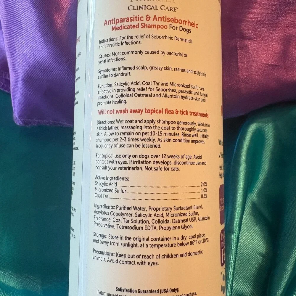 Veterinary Formula DOG SHAMPOO Antiparasitic Antiseborrheic Medicated NEW
